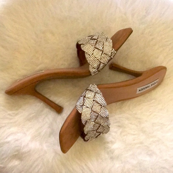 Steve Madden Jazlin Rhinestone Square Open Toe Stiletto Mule Heeled Sandal - Picture 15 of 16